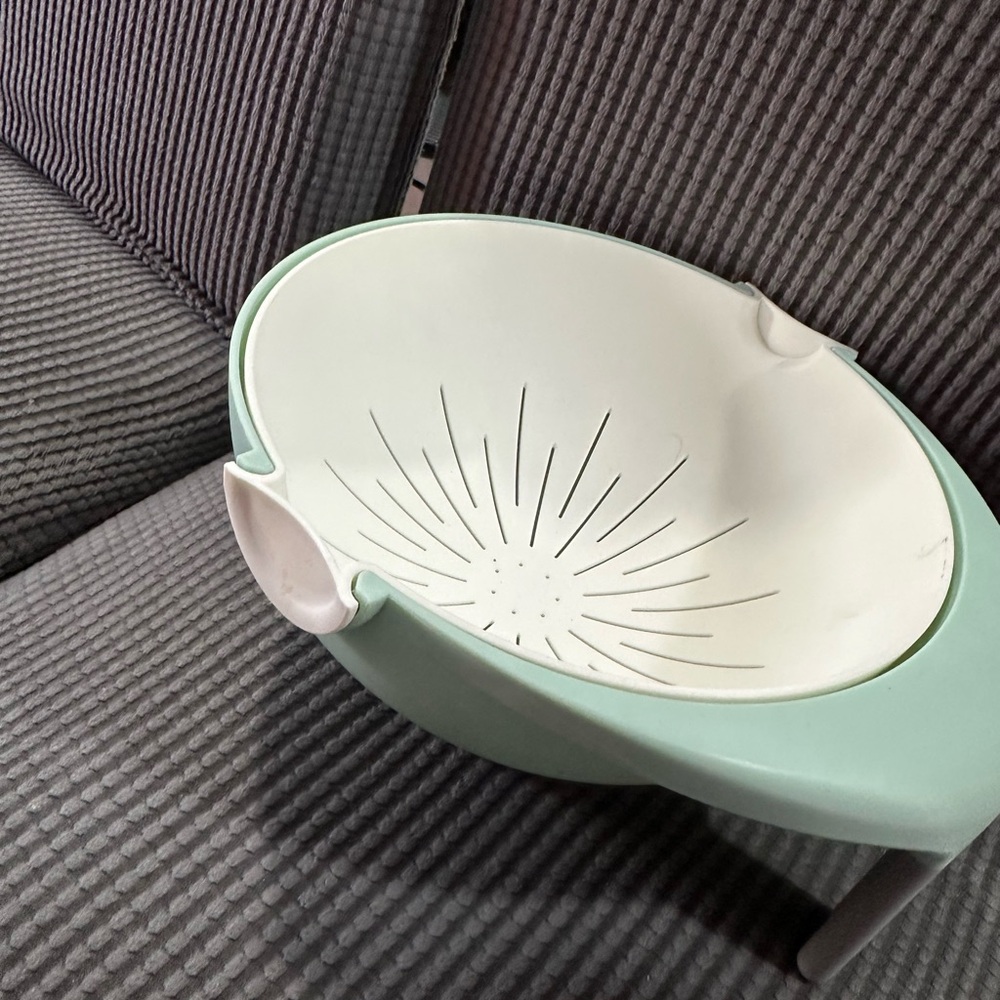 Double-layer Green Rotatable Drain Basket Rice fruit Vegetable Colander NEW